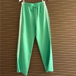 Maje Green Track Pants with White Stripes